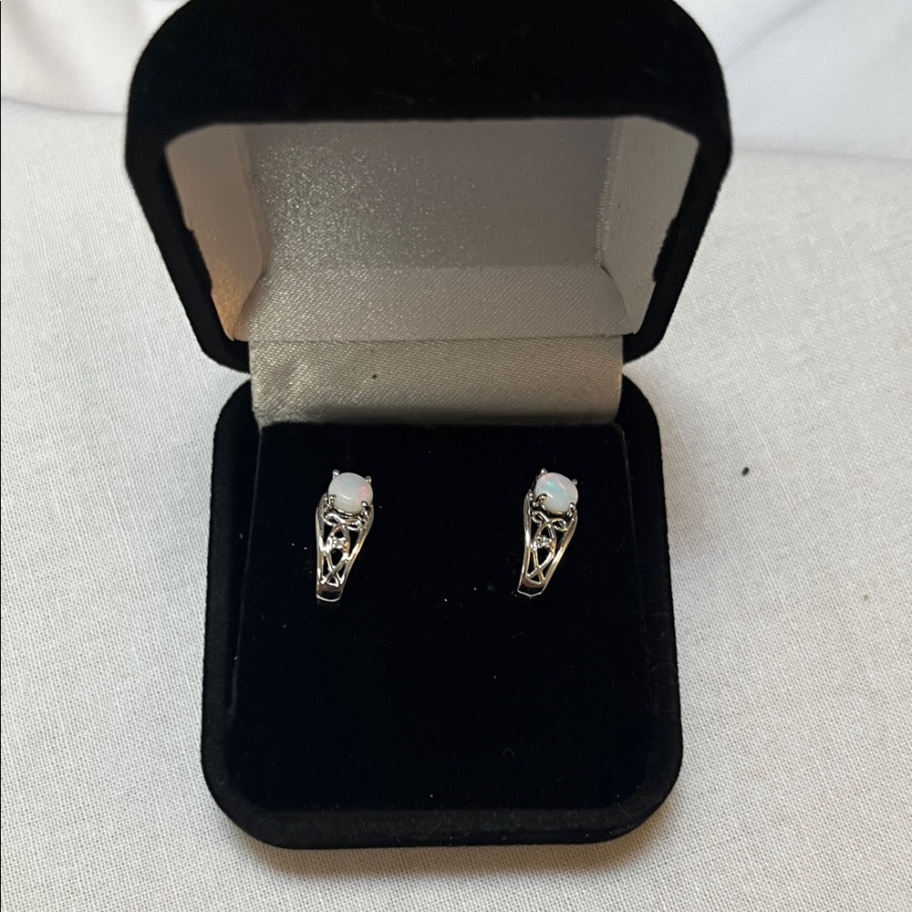 Elegant Silver Opal Earrings